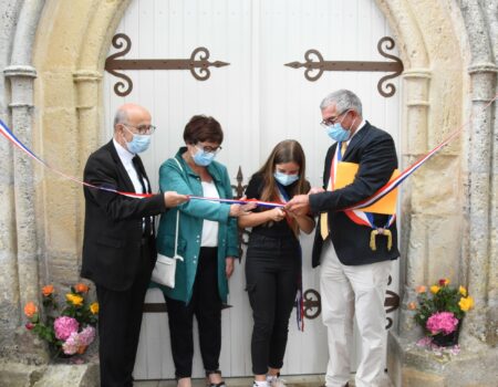 Inauguration du maire et de la maire du CMJ de la restauration de l'église de Saint Georges du Bois